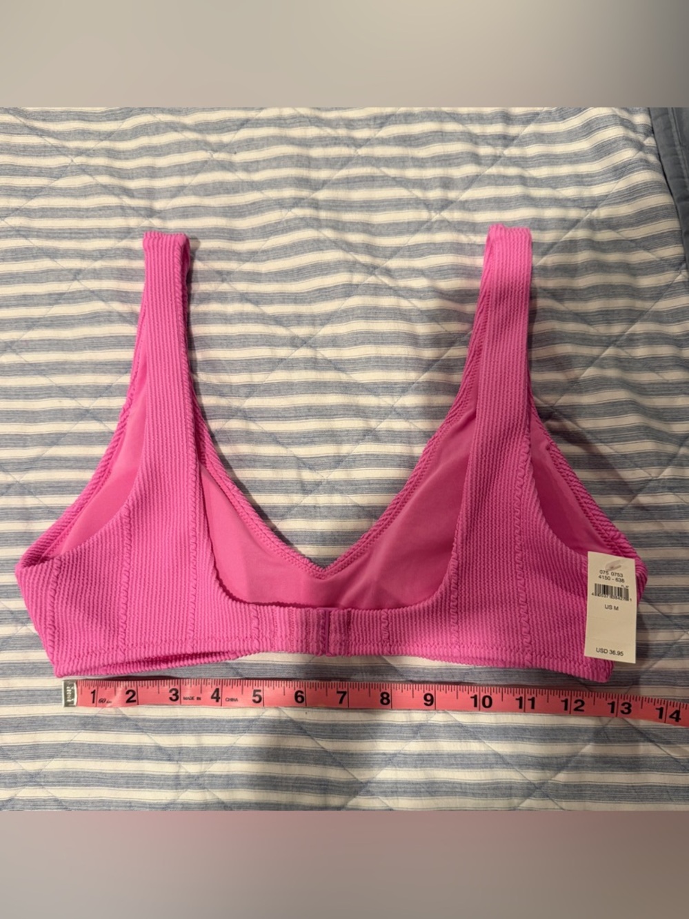 NWT Aerie Women's Pink Ribbed Bikini Top - Picture 4 of 5